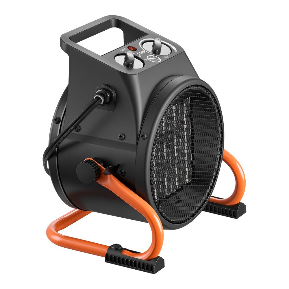 VEVOR Greenhouse Heater, 1500W Electric PTC Space Heater with Thermostat, Fan, Low & High Heat Modes, 15° Adjustable Angle, Overheat Protection, for Grow Tent, Greenhouse, Flower Room, Home Office