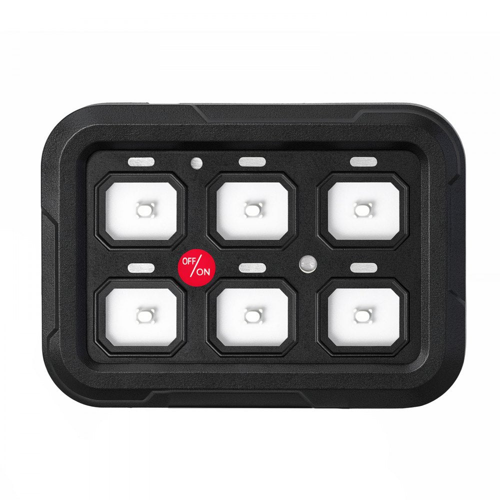 VEVOR 6 Gang Switch Panel RGB Circuit Control Box Backlight Auto-Dimmable, for 12-24V Car Truck Boat ATV UTV SUV, Toggle Momentary Strobe 3 Mode, 1440W 60A, Multifunctional Relay System, Waterproof