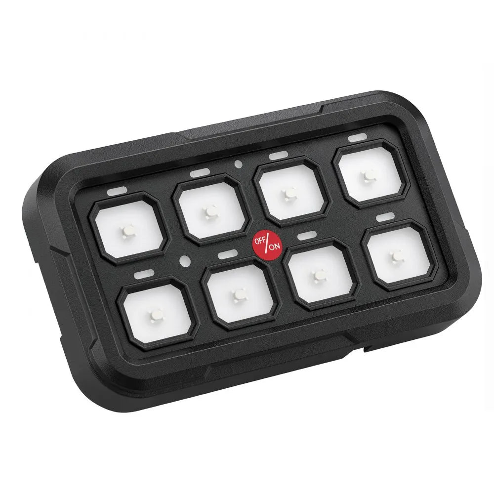 VEVOR 8 Gang Switch Panel Circuit Control Wireless Remote Up to 165 ft, for 12-24V Car Truck Pickup Boat UTV SUV, RGB Auto-Dimmable with Toggle Momentary Strobe, 1440W 60A Relay System, Waterproof