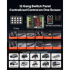 VEVOR 12 Gang Wireless Switch Panel Circuit Control 165 ft Remote Range, for 12-24V Car Truck Pickup Boat UTV SUV, RGB Auto-Dimmable, Toggle Momentary Strobe, 1920W 80A Relay System, Waterproof