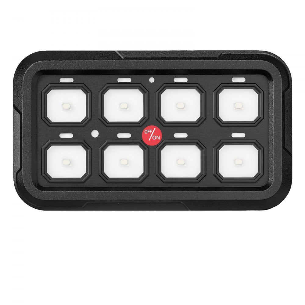 VEVOR 8 Gang Switch Panel RGB Circuit Control Box APP Control Backlight, for 12-24V Car Truck Boat ATV UTV SUV, Toggle Momentary Strobe 3 Mode, 1440W 60A, Multifunctional Relay System, Waterproof