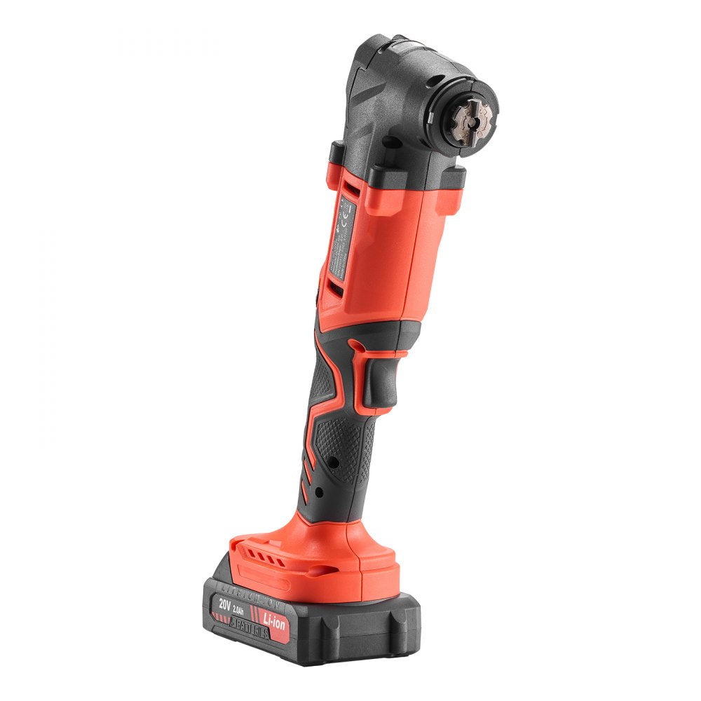 VEVOR Cordless Oscillating Tool, 20V Oscillating Multi Tool Kit with 6 Variable Speeds 8500 - 17000 OPM, 3.2° Oscillation Angle, 2.0Ah Battery Pack & Charger, 12PCS Saw Accessories & LED Work Light