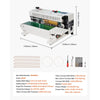 VEVOR Continuous Bag Band Sealing Machine, 0.24-0.47 in/6-12 mm Seal Width, Horizontal Band Sealer Machine with Digital Temperature Control, Bag Sealer for 0.02-0.8 mm Plastic Bags with Count Function