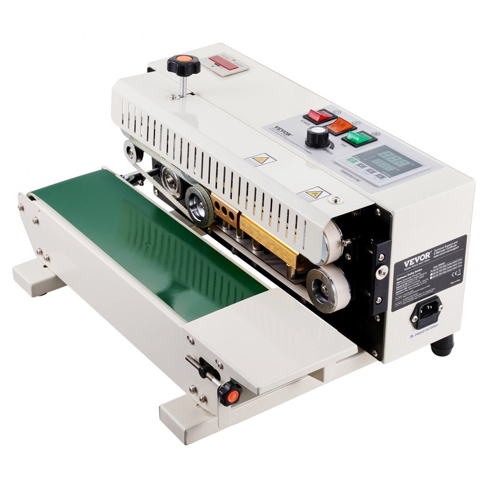 VEVOR Continuous Bag Band Sealing Machine, 0.24-0.47 in/6-12 mm Seal Width, Horizontal Band Sealer Machine with Digital Temperature Control, Bag Sealer for 0.02-0.8 mm Plastic Bags with Count Function