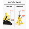VEVOR Low Profile Floor Jack, 2 Ton (4400 lbs) Capacity, Steel Racing Floor Jack with Stands, Single Piston Quick Lift Pump, Hydraulic Trolley Car Lift for Compact SUVs, Lifting Range 5.1-12.2 Inches