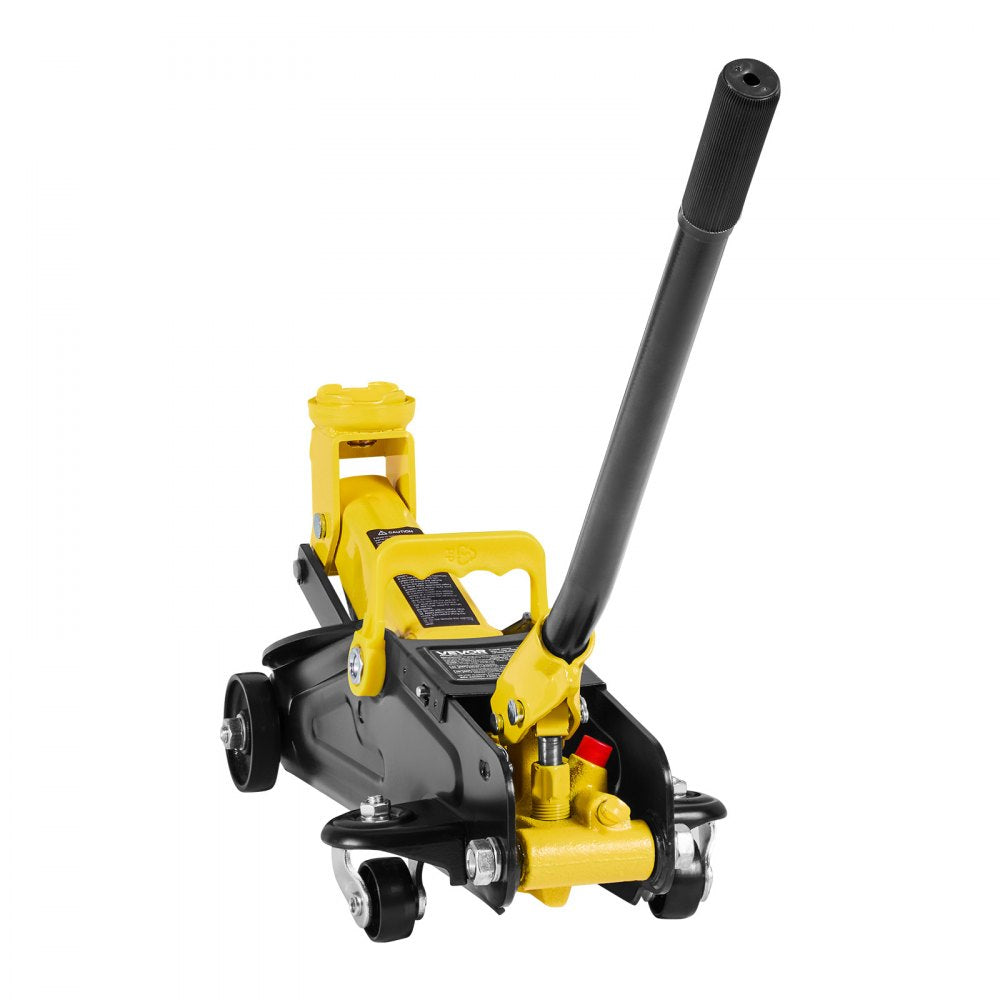 VEVOR Low Profile Floor Jack, 2 Ton (4400 lbs) Capacity, Steel Racing Floor Jack with Stands, Single Piston Quick Lift Pump, Hydraulic Trolley Car Lift for Compact SUVs, Lifting Range 5.1-12.2 Inches