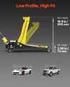 VEVOR Low Profile Floor Jack, 2 Ton (4400 lbs) Capacity, Steel Racing Floor Jack with Dual Pistons Quick Lift Pump, Hydraulic Trolley Car Lift for Sports Cars, Sedans, Lifting Range 2.95-19.9 Inches
