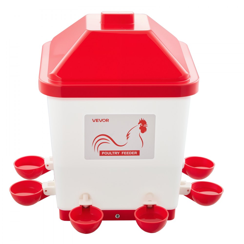 VEVOR Automatic Chicken Feeder & Waterer Set, 5 Gallon/40 Pounds, Rain Proof Hanging Poultry Feeder with Water Cup No Waste, Automatic Gravity, Avoid Small Animals, Suitable for Chicken, Duck, Turkey