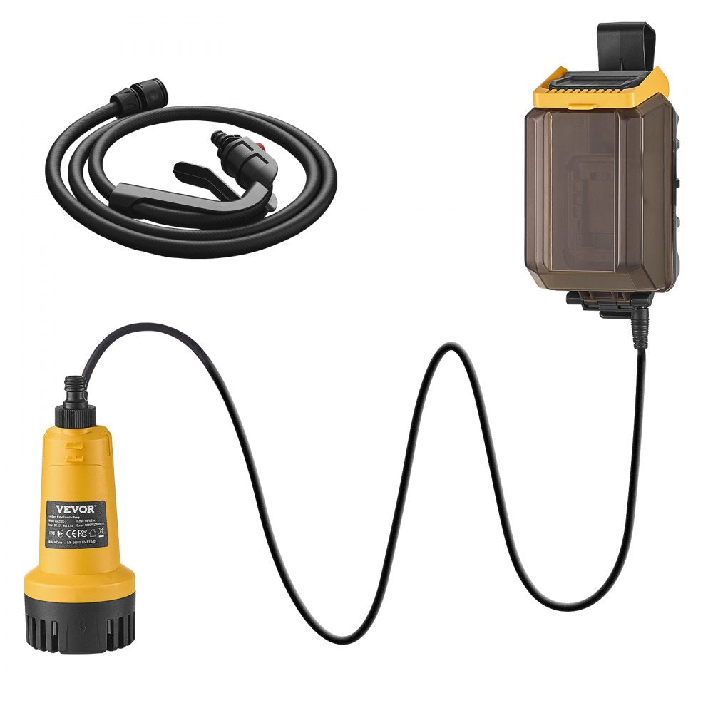VEVOR Cordless Submersible Water Transfer Pump, 528GPH, Portable Sump Pump with G3/4" Garden Hose, Compatible with Dewalt 20V MAX Battery (No Battery), Electric Utility Pump for Pool, Garden, Pond