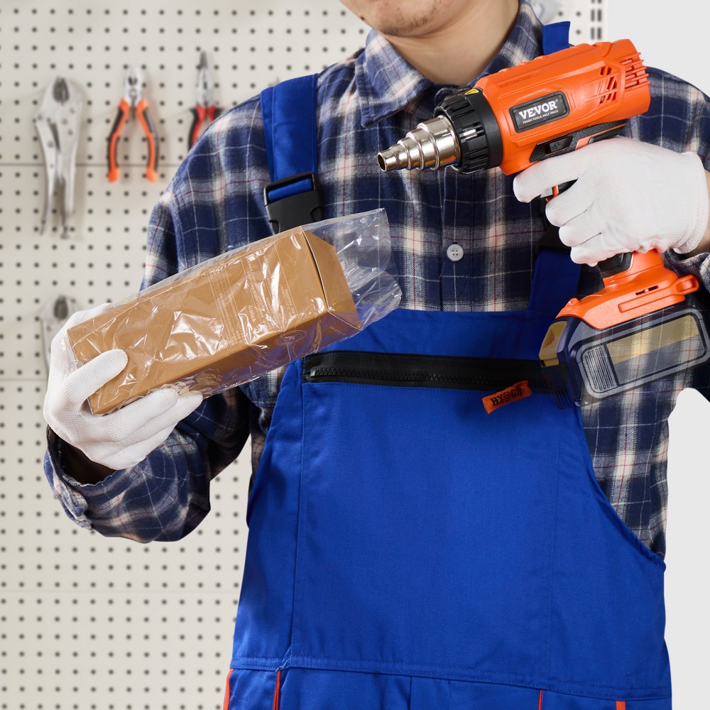 VEVOR Cordless Heat Gun, Hot Air Gun Compatible with DEWALT 20V Lithium Batteries, LCD Display Heat Shrink Gun with LED Light, Multi-Level Temp & 4 Nozzles, Ideal for Shrink Tubing, PVC Wrap, Crafting