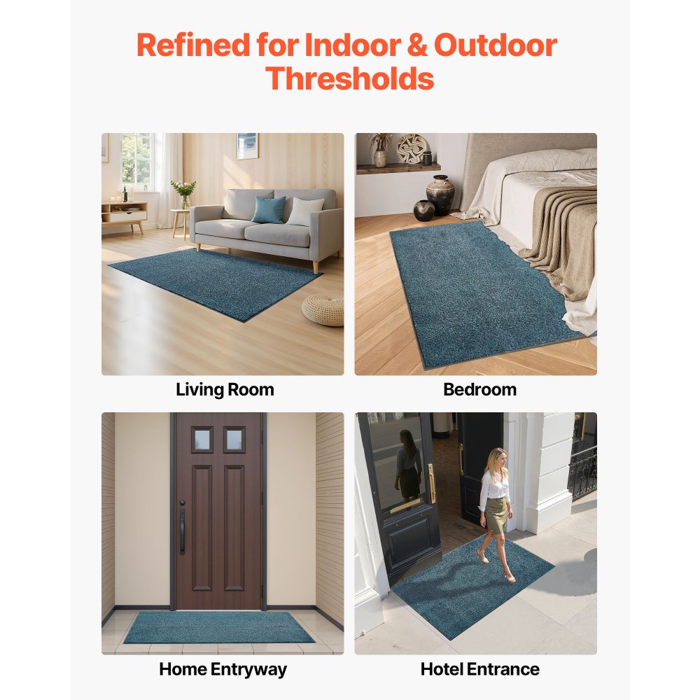 VEVOR Front Door Mat, 6 x 4 ft Commercial Floor Mat for Indoor and Outdoor, Industrial Entrance Carpet with PVC Backing, Heavy Duty Washable Entry Rug for Hallway, Kitchen, Balcony, Garage, Slate Blue