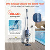 VEVOR Handheld Pool Vacuum, 26 GPM Cordless Spa Hot Tub Vacuum with Extension Pole, 60 Mins Running Time, Powerful Suction for Leaves and Debris, Rechargeable Pool Cleaner for Above Ground Pools