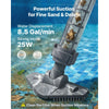 VEVOR Handheld Pool Vacuum, 8.5 GPM Cordless Spa Hot Tub Vacuum with Extension Pole and 2 Brush Heads, 60 Mins Running Time, for Small Debris, Sand, Rechargeable Pool Cleaner for Above Ground Pools