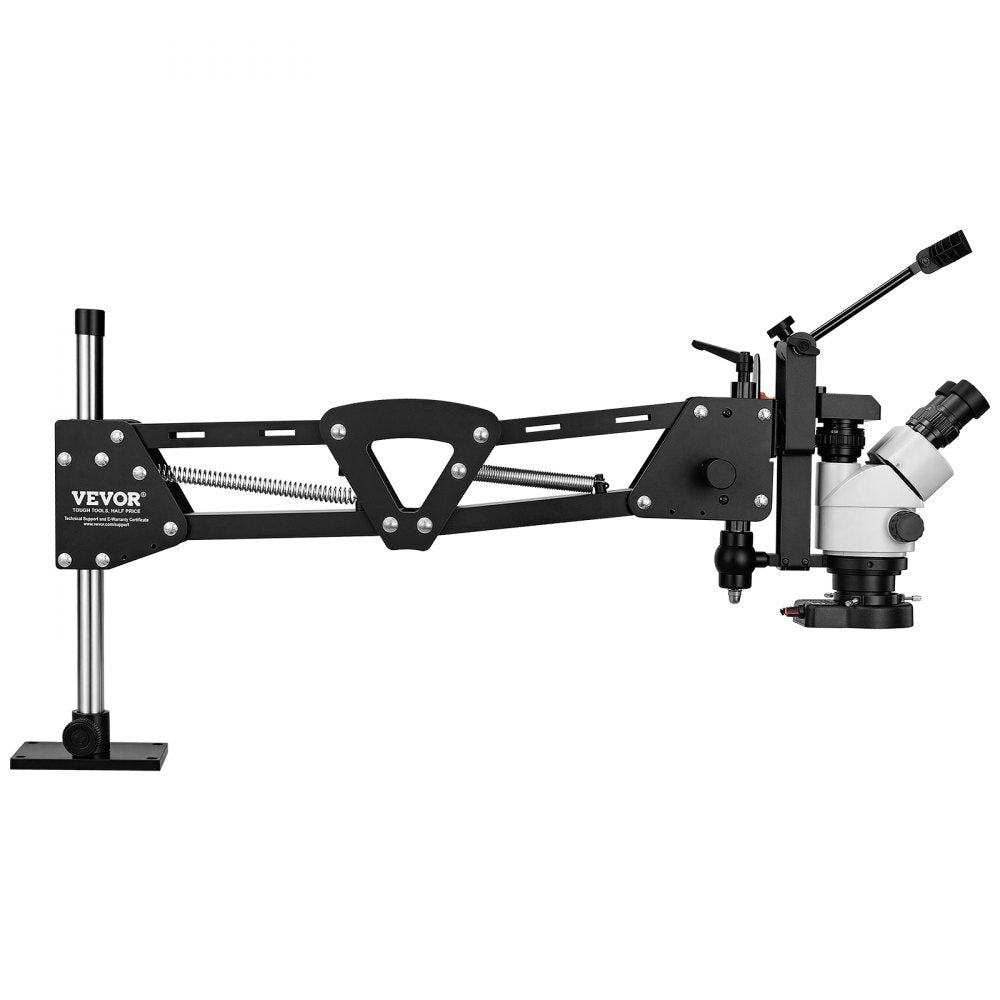 VEVOR Multi-Directional Microscope with Spring Bracket Universal Ball Vise, for Diamond Setting Jewelry Making Engraving, 7X-45X Continuous Magnification, Micro Inlaid Mirror with Adjustable LED Light
