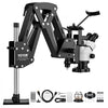 VEVOR Multi-Directional Microscope with Spring Bracket Universal Ball Vise, for Diamond Setting Jewelry Making Engraving, 7X-45X Continuous Magnification, Micro Inlaid Mirror with Adjustable LED Light