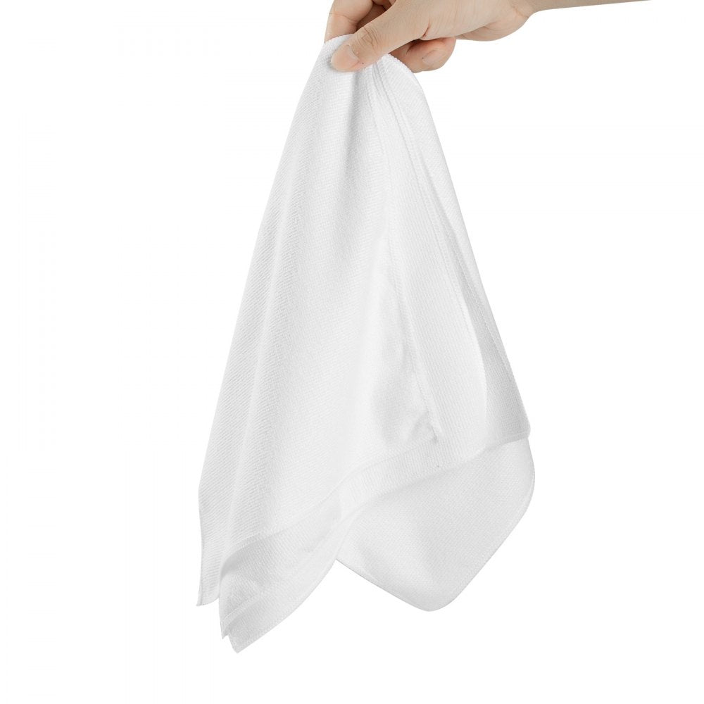 VEVOR 50 Pack White Microfiber Cleaning Cloth, 12 x 12 in Premium Microfiber Towels, Lint-Free and Scratch-Free, Absorbent Cleaning Rags for Car, Household, Kitchen, Window,  SPA, Hotel & Bathroom