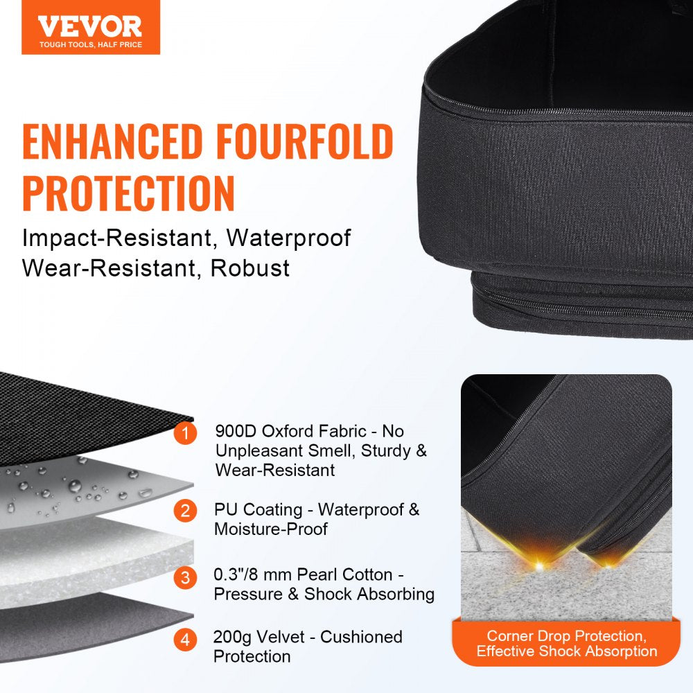 VEVOR Telescope Case, 30”, Telescope Storage Bag with Fixed Buckles, Multi-Pocket & Detachable Divider, Shock-Absorbent Telescope Travel Carrying Case for Optical Tube & Tripod, Counterweight Pocket