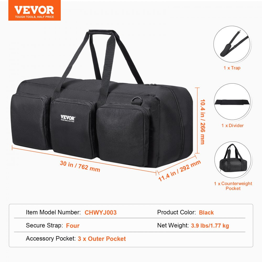 VEVOR Telescope Case, 30”, Telescope Storage Bag with Fixed Buckles, Multi-Pocket & Detachable Divider, Shock-Absorbent Telescope Travel Carrying Case for Optical Tube & Tripod, Counterweight Pocket