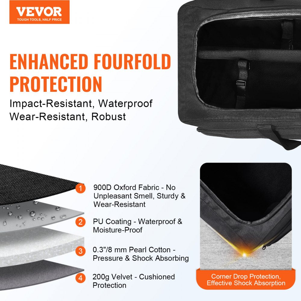 VEVOR Telescope Case, 30.3", Telescope Storage Bag with Fixed Buckles, Multi-Pocket & Detachable Divider, Shock-Absorbent Telescope Travel Carrying Bag for Optical Tube & Tripod, Counterweight Pocket