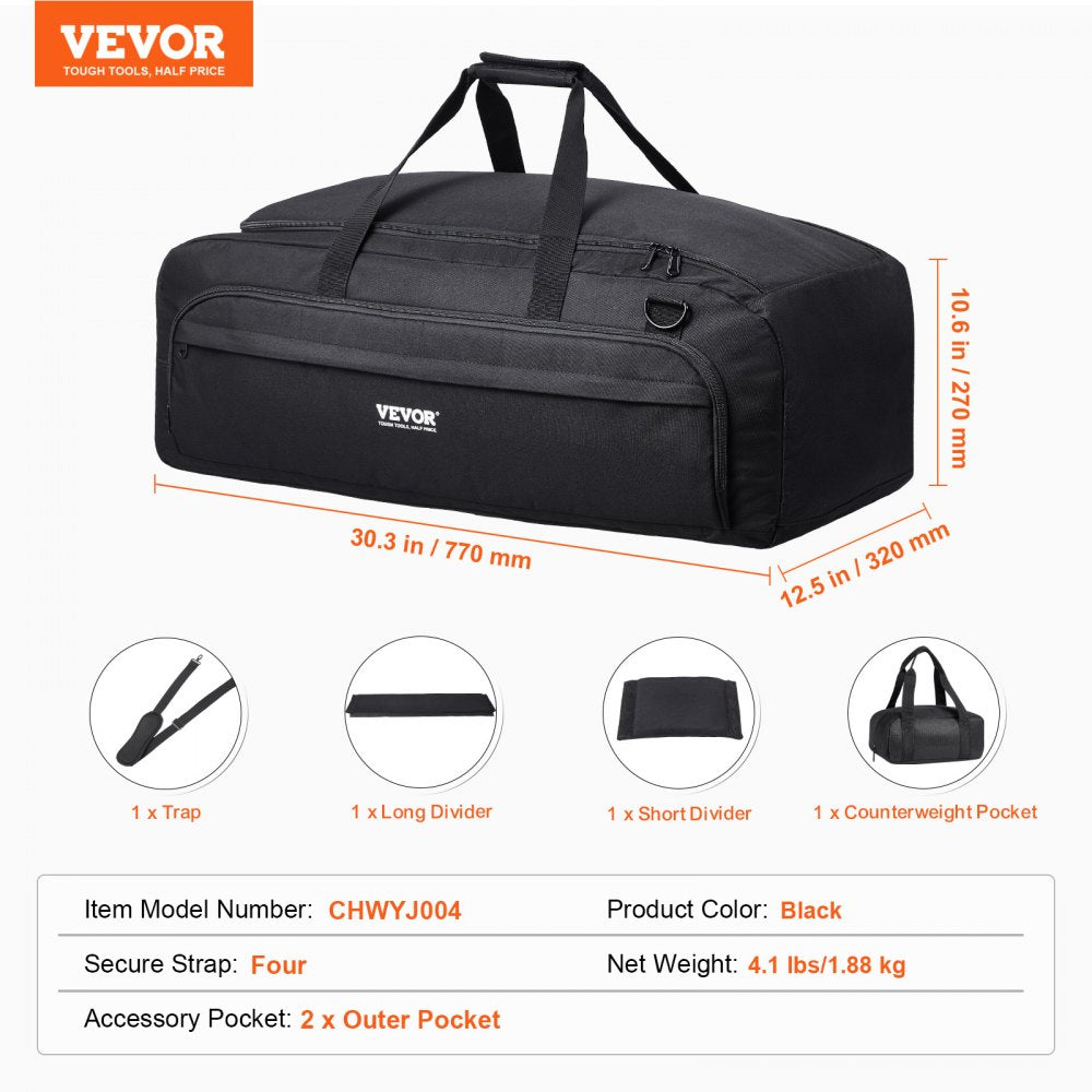 VEVOR Telescope Case, 30.3", Telescope Storage Bag with Fixed Buckles, Multi-Pocket & Detachable Divider, Shock-Absorbent Telescope Travel Carrying Bag for Optical Tube & Tripod, Counterweight Pocket