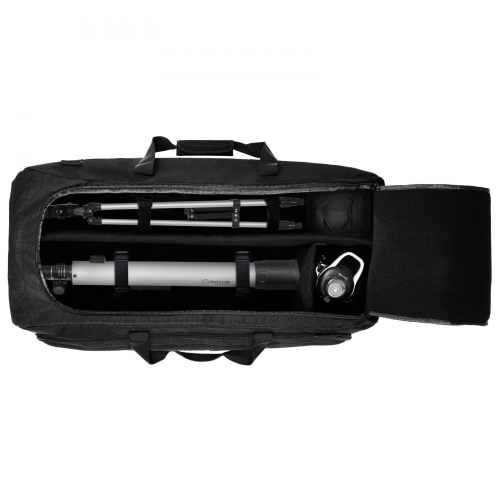 VEVOR Telescope Case, 30.3", Telescope Storage Bag with Fixed Buckles, Multi-Pocket & Detachable Divider, Shock-Absorbent Telescope Travel Carrying Bag for Optical Tube & Tripod, Counterweight Pocket