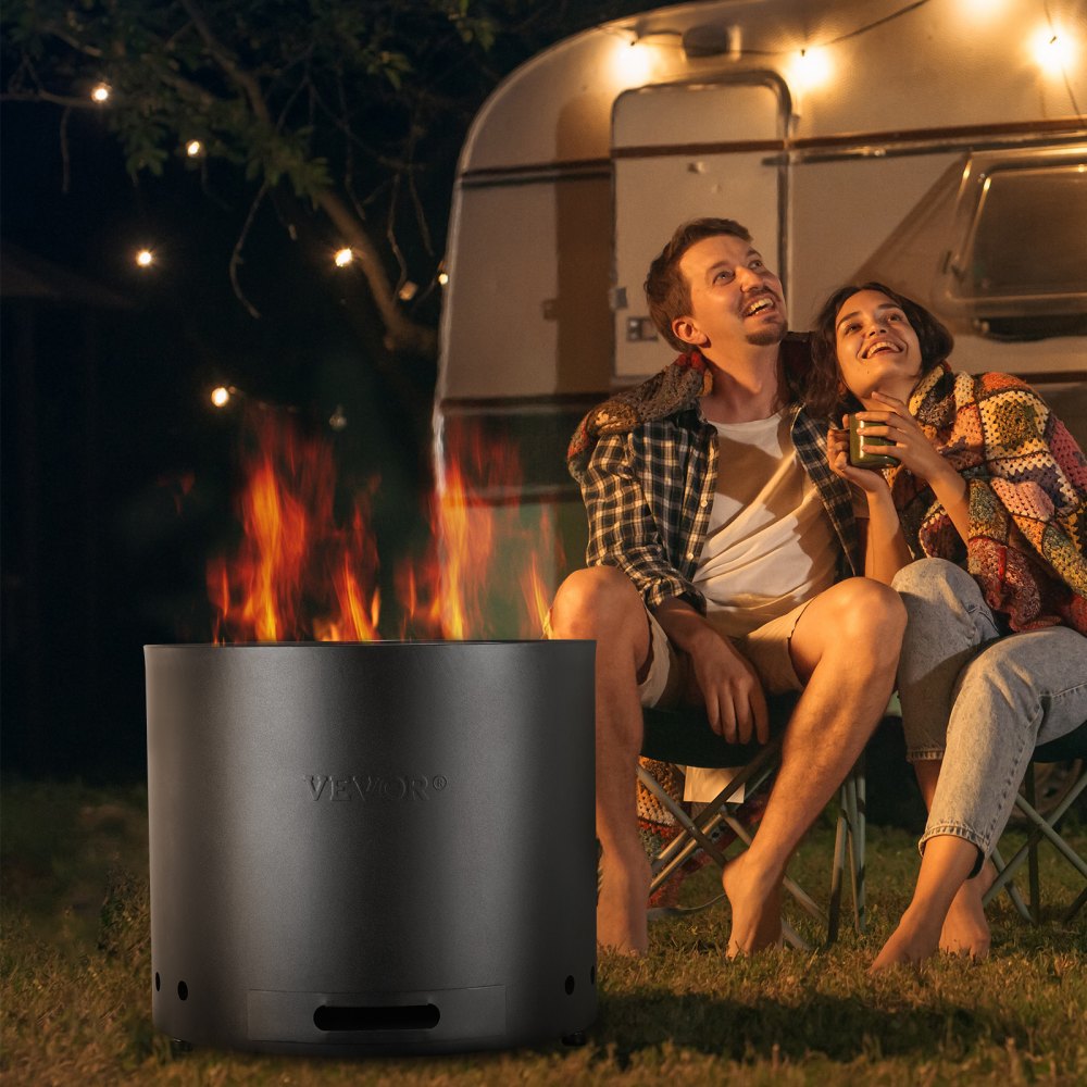 VEVOR Smokeless Fire Pit Stove Bonfire, H: 12.6 in x Dia: 15 in ,Wood Burning Fireplaces with Removable Ash Pan, SUS430 Stainless Steel inner Portable Outdoor Firepit, Ideal for Outdoor Patio Camping
