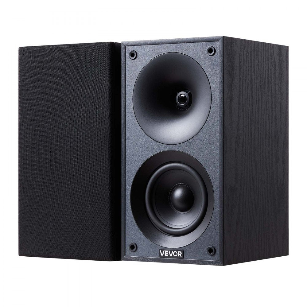 VEVOR Passive Bookshelf Speaker, 300W, Book Shelf Stereo Speakers with 4-Inch Woofer and 1-Inch Tweeter, Detachable Grille, 70Hz-20KHz Frequency Response, Wooden Enclosure, for Home Theater (1 Pair)