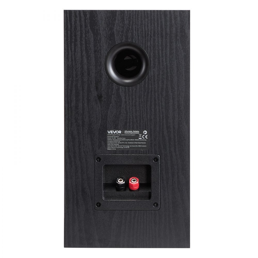 VEVOR Passive Bookshelf Speaker, 300W, Book Shelf Stereo Speakers with 5.25-Inch Woofer and 1-Inch Tweeter, Detachable Grille, 65Hz-20KHz Frequency Response, Wooden Enclosure, for Home Theater (1 Pair)