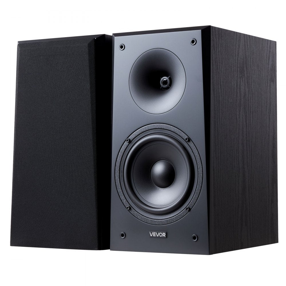 VEVOR Passive Bookshelf Speaker, 300W, Book Shelf Stereo Speakers with 6.5-Inch Woofer and 1-Inch Tweeter, Detachable Grille, 55Hz-20KHz Frequency Response, Wooden Enclosure, for Home Theater (1 Pair)