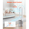 VEVOR Bladeless Tower Fan, 65° Oscillating Standing Fan, 12 Speeds & 4 Modes & 8H Timer, 14.76 ft/s High Velocity Floor Air Circulator, Powerful Airflow for Bedroom, Living Room, Home, Office, White