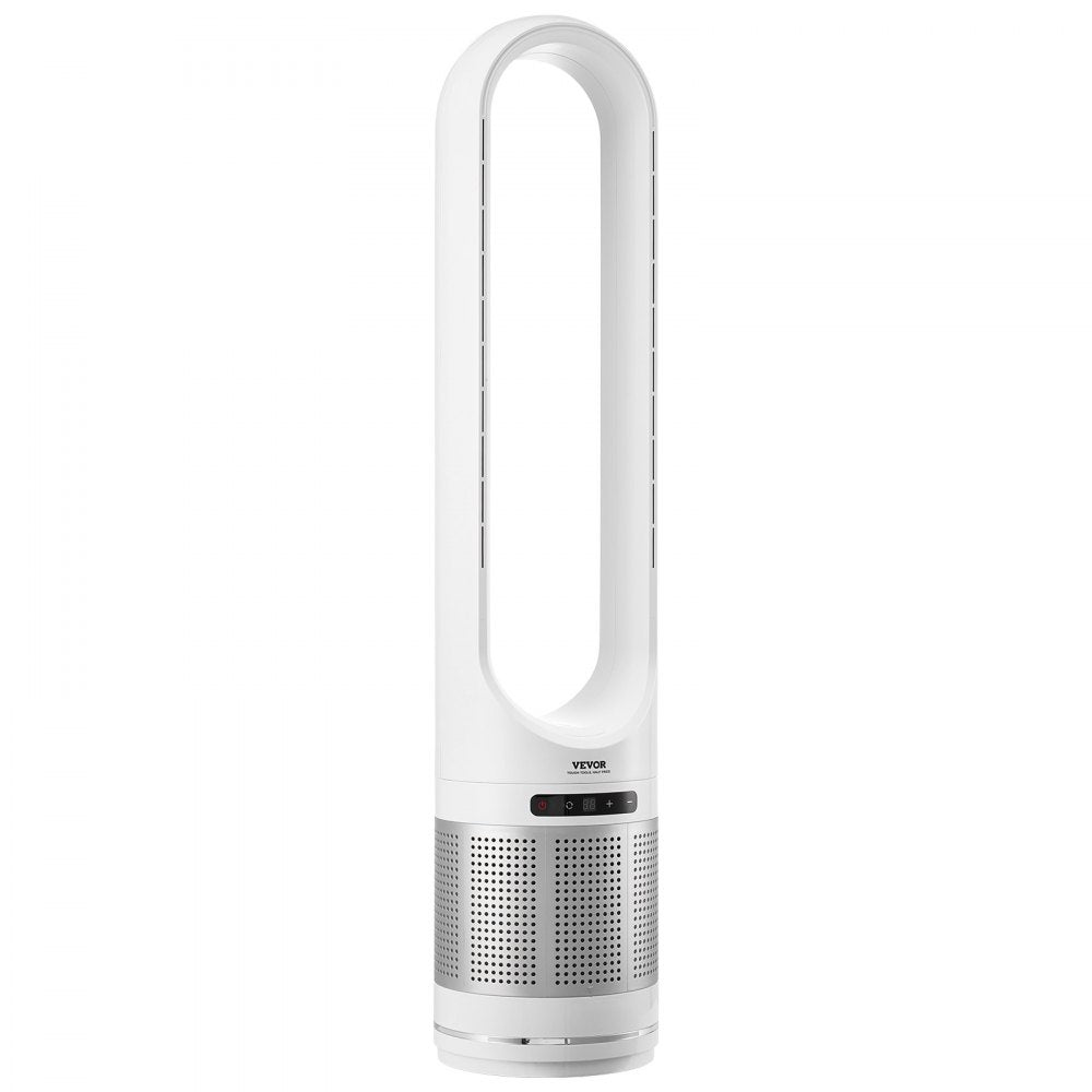 VEVOR Tower Fan Bladeless, 15.4ft/s Velocity Floor Fan that Blows Cold Air, 80° Oscillating 8-Speed Fans, 8H Timer, Standing Fans with H13 HEPA Filtration, Remote Control & Air Purification Mode