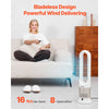 VEVOR Tower Fan Bladeless, 16 ft/s Velocity Quiet Floor Fan that Blows Cold & Heating Air, 80° Oscillating Fans with 8 Speeds, 9H Timer, Standing Fans with Remote Control for Bedroom, Office, Home