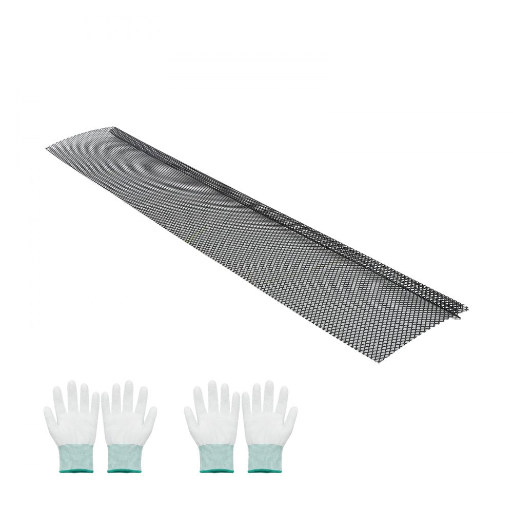 VEVOR Gutter Guard, 6 in Powder-Coated Steel Gutter Screen, Heavy-Duty 120 ft Length, 0.04 in Thickness, Leaf Guard for Debris and Leaves, Easy DIY Install, Fits 6" Standard Systems, 40 Pack, Black
