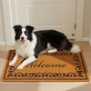 VEVOR Door Mat, Welcome Doormat for Outdoor Entrance, 29.5" x 17" All-Weather Faux Coir Entryway Mat with Non-Slip Backing, Low-Profile & Easy-to-Clean Front Door Mats for Garage, Backyard, Patio
