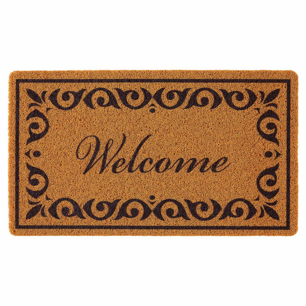 VEVOR Door Mat, Welcome Doormat for Outdoor Entrance, 29.5" x 17" All-Weather Faux Coir Entryway Mat with Non-Slip Backing, Low-Profile & Easy-to-Clean Front Door Mats for Garage, Backyard, Patio