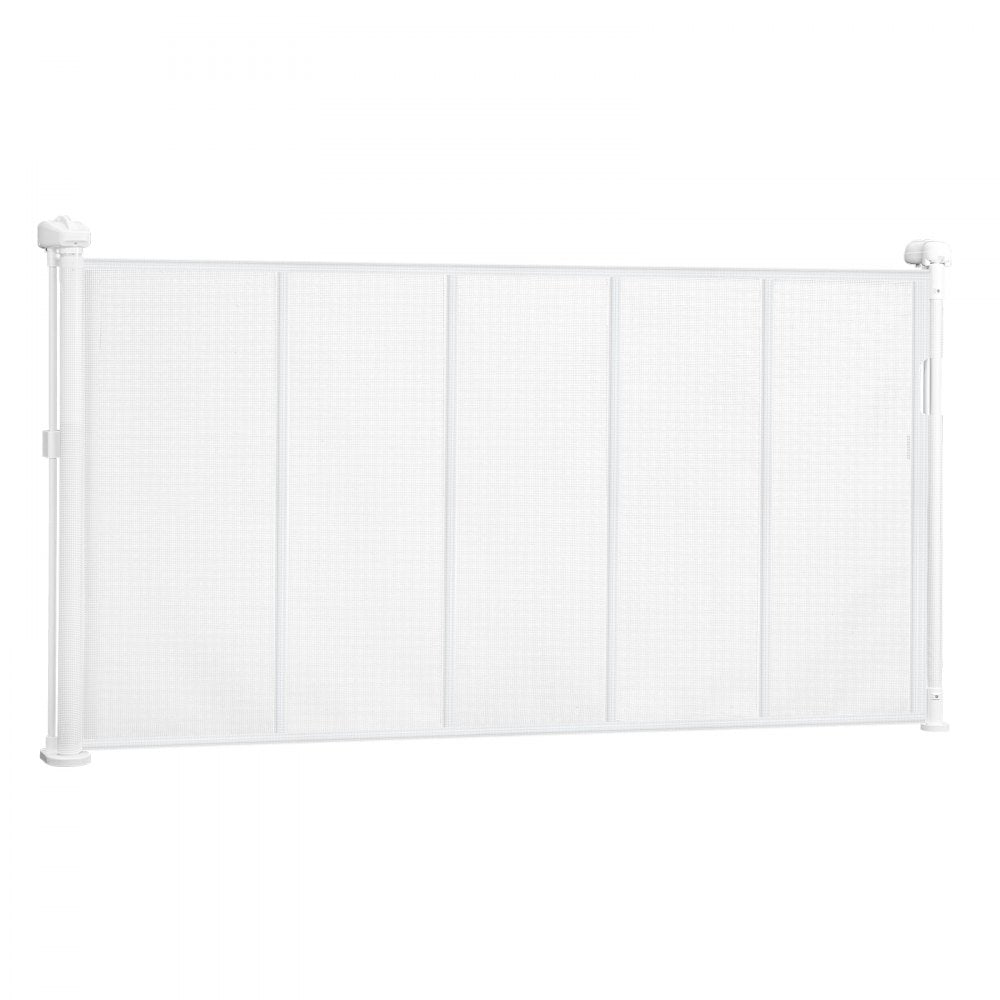 VEVOR Retractable Baby Gate, 34 inch Tall, Extends up to 55 inch Wide, Retractable Gate for Kids or Pets, Mesh Material, Easy to Install for Indoor Stairs, Doorways, Hallways, Playrooms, White