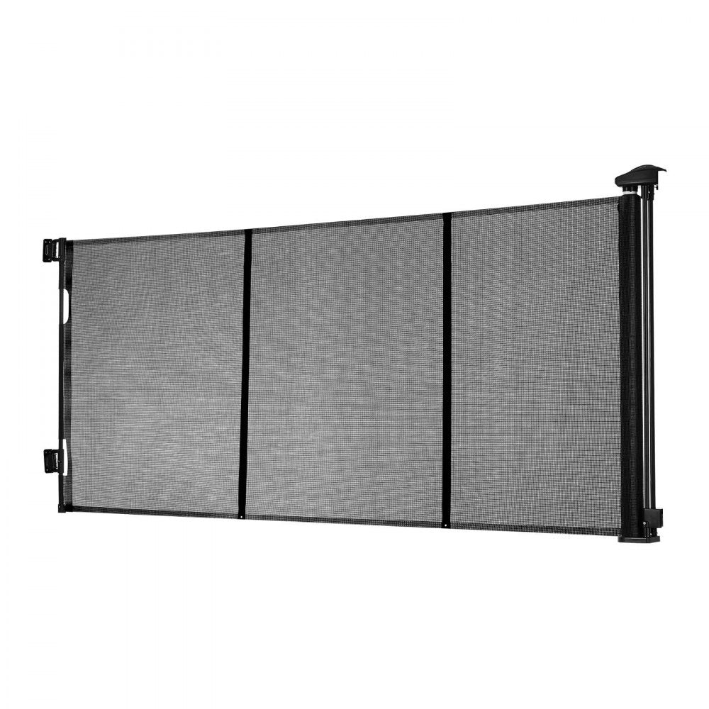 VEVOR Retractable Baby Gate, Extends to 122 inch Extra Wide, 31.3 inch Tall, with Reinforced Fiberglass Strips, Avoids Crawling Through, Mesh Dog Gate for Decks, Doorways, Garages, Indoor, Black
