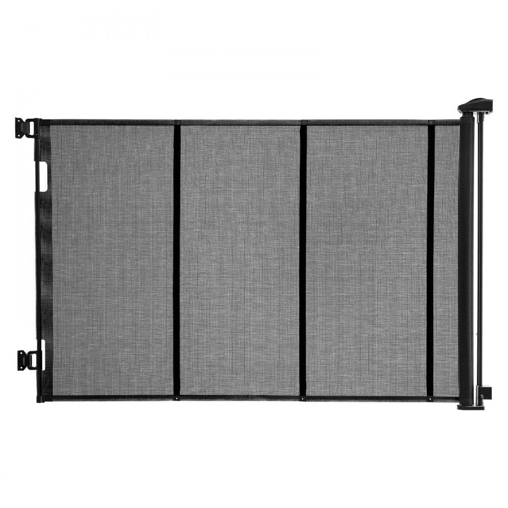 VEVOR Retractable Baby Gate, Extends to 202.7 inch Extra Wide, 39 inch Tall, with Reinforced Fiberglass Strips, Avoids Crawling Through, Mesh Dog Gate for Decks, Doorways, Garages, Indoor, Black