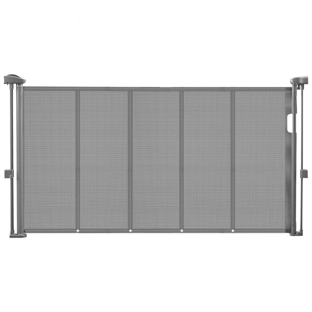 VEVOR Retractable Baby Gate, 34 inch Tall, Extends up to 55 inch Wide, Retractable Gate for Kids or Pets, Mesh Material, Easy to Install for Indoor Stairs, Doorways, Hallways, Playrooms, Gray