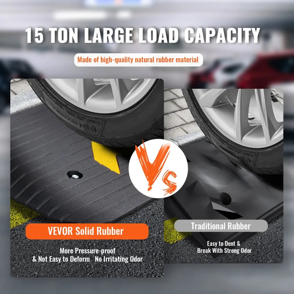 VEVOR Rubber Threshold Ramp, 2" Rise Threshold Ramp Doorway, Recycled Rubber Power Threshold Ramp Rated 33069 lbs Load Capacity, Non-Slip Surface Rubber Solid Threshold Ramp for Wheelchair and Scooter