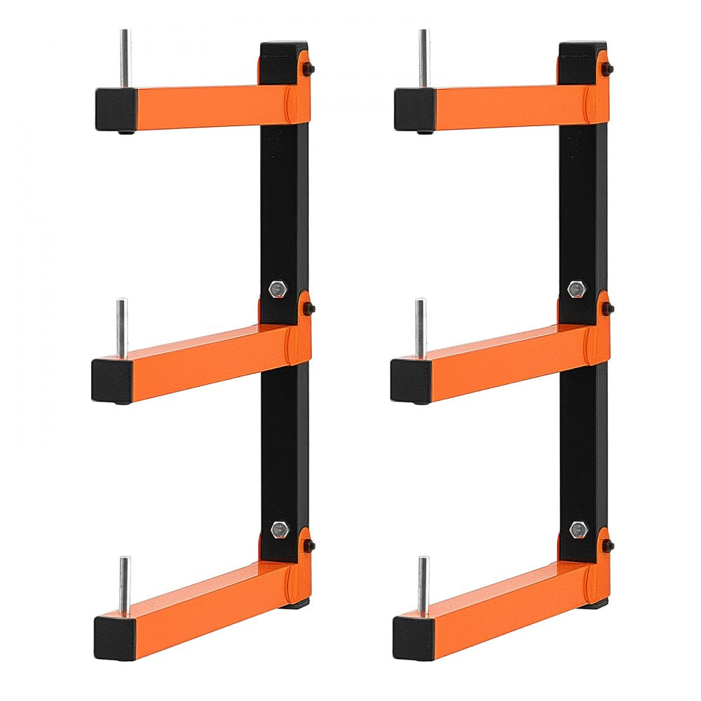 VEVOR Lumber Rack, 3-Tier 2-Pack 110 lbs per Tier, Foldable Wood Storage, Wall-mounted for Garages, Workshops, Warehouse, Basement, Heavy-Duty Cantilever Arms, Locking Pins, Steel, Orange & Black