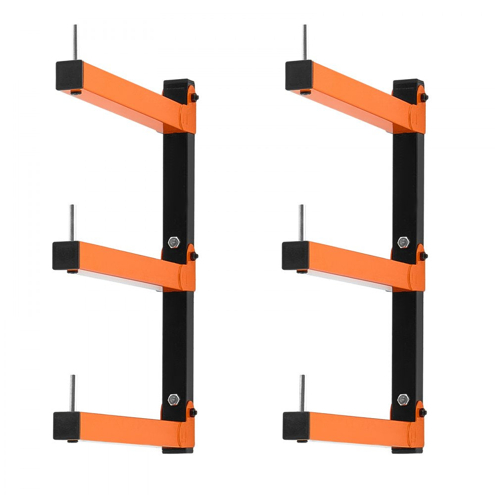 VEVOR Lumber Rack, 3-Tier 2-Pack 110 lbs per Tier, Foldable Wood Storage, Wall-mounted for Garages, Workshops, Warehouse, Basement, Heavy-Duty Cantilever Arms, Locking Pins, Steel, Orange & Black