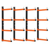 VEVOR Lumber Rack, 4-Tier 4-Pack 110 lbs per Tier, Foldable Wood Storage, Wall-mounted for Garages, Workshops, Warehouse, Heavy-Duty Cantilever Arms, 3-Level Adjustment, Steel, Orange & Black