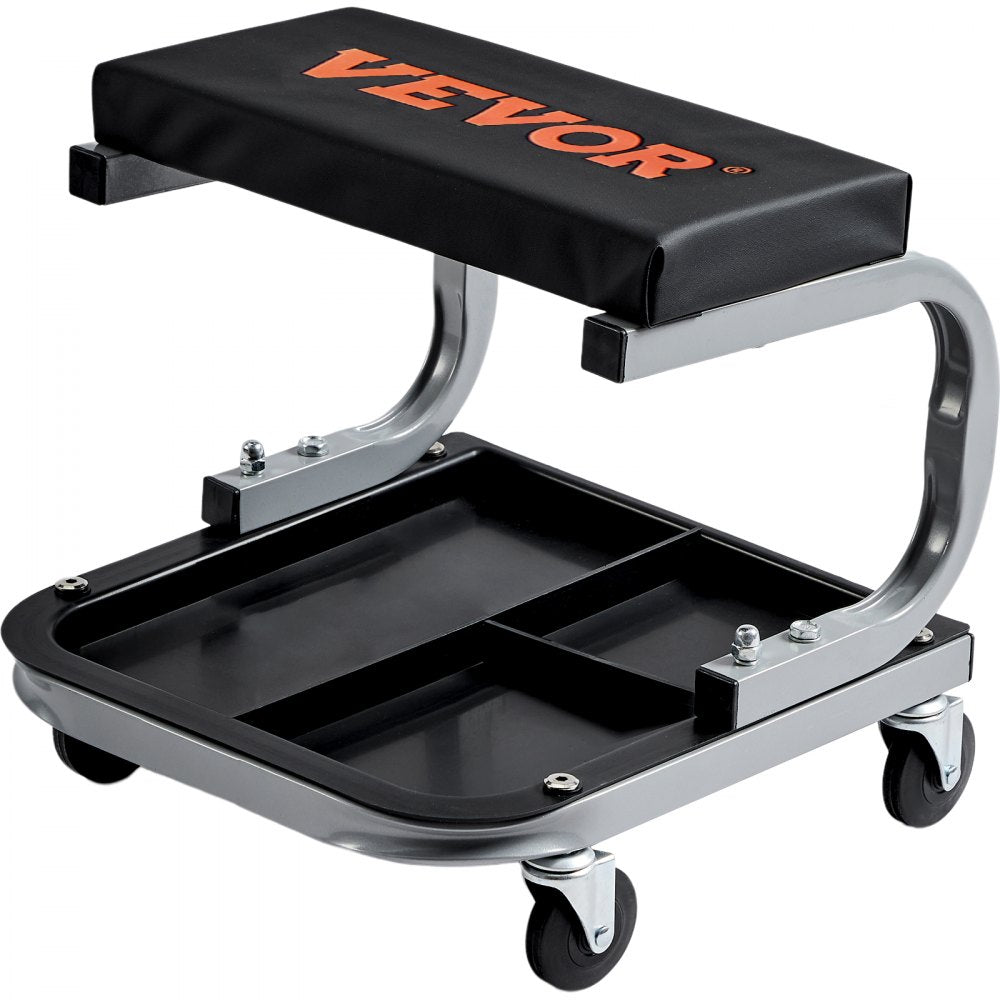 VEVOR Rolling Creeper Garage/Shop Seat, 250 LBS Capacity Padded Rolling Workshop Stool with Tool Tray Storage, Mechanic Stool for Garage, Shop, Auto Repair, Black