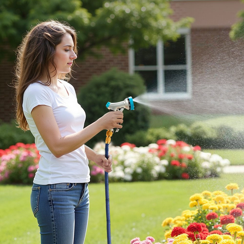 VEVOR Hose Nozzle, 10 Adjustable Spray Patterns, Metal Water Hose Nozzle with Comfortable Ergonomic Grip, Garden Hose Nozzle Sprayer with Flow Control for Watering Plants & Lawns, Washing Cars & Pets