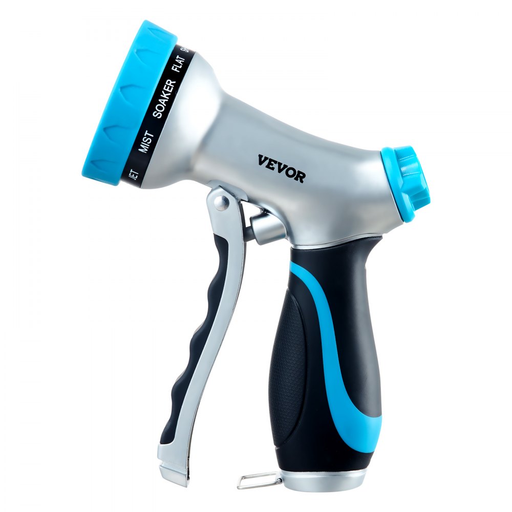 VEVOR Hose Nozzle, 10 Adjustable Spray Patterns, Metal Water Hose Nozzle with Comfortable Ergonomic Grip, Garden Hose Nozzle Sprayer with Flow Control for Watering Plants & Lawns, Washing Cars & Pets