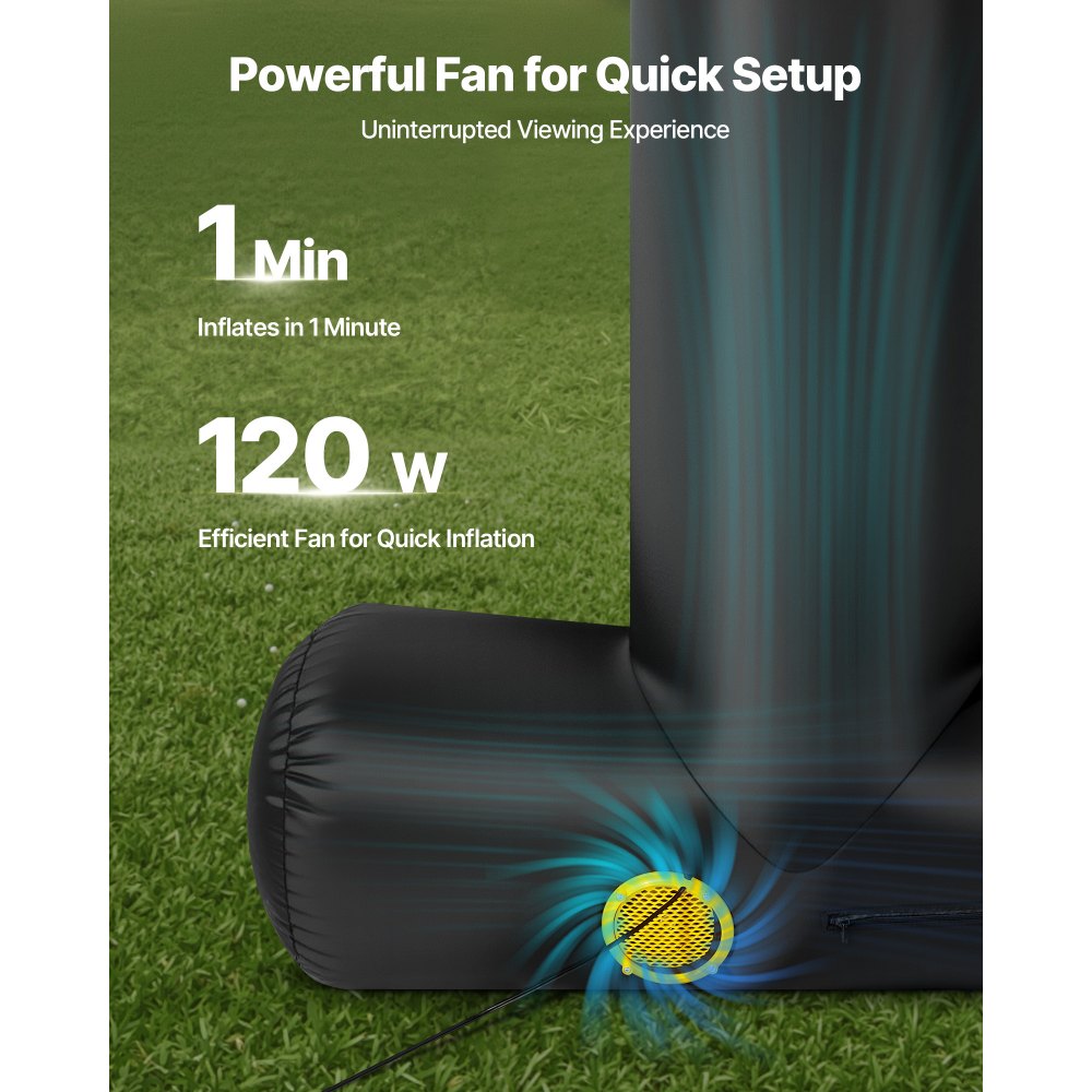 VEVOR 15FT Inflatable Movie Screen, Inflatable Projector Screen with Portable Storage Bag, 16:9 Easy Set Up Movie Projection for Outdoor Backyard, Home Theater, Theme Party