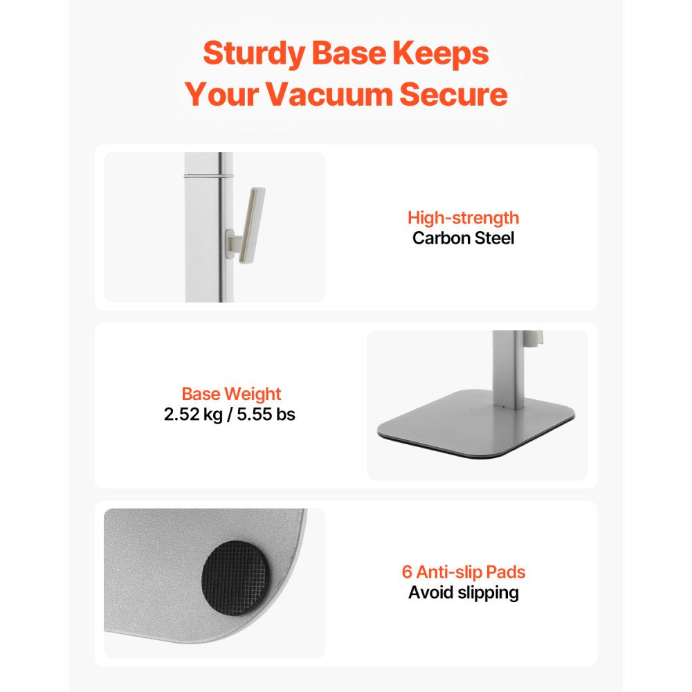 VEVOR Vacuum Stand, Compatible with Dyson G5 V15 V12 V11 V10 V8 V7 V6 Series Upright Vacuums Cleaners & Accessories, Stable Vacuum Stand Holder with 6 Hooks and Non-slip Footpads, Gray