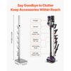 VEVOR Vacuum Stand, Compatible with Dyson G5 V15 V12 V11 V10 V8 V7 V6 Series Upright Vacuums Cleaners & Accessories, Stable Vacuum Stand Holder with 6 Hooks and Non-slip Footpads, Gray