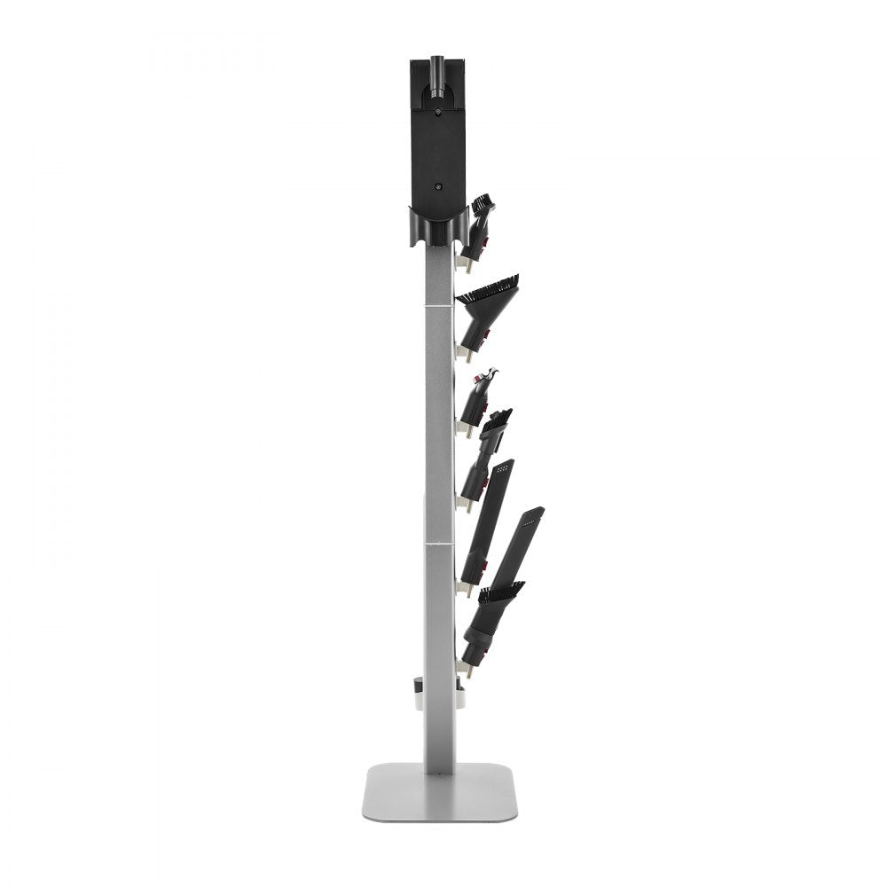 VEVOR Vacuum Stand, Compatible with Dyson G5 V15 V12 V11 V10 V8 V7 V6 Series Upright Vacuums Cleaners & Accessories, Stable Vacuum Stand Holder with 6 Hooks and Non-slip Footpads, Gray
